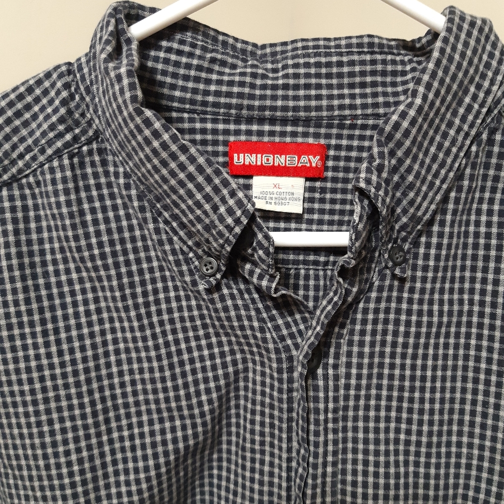 Mens Cotton Short sleeve shirt Size XL Button Up Collared Plaid Print UNION BAY